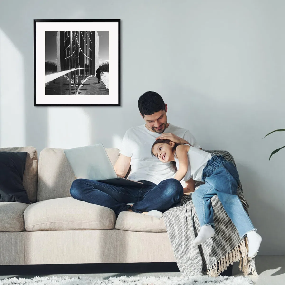 EYMPEU Cadre Photo 45x45 avec Passe-Partout pour Placer 35x35 CM ou 45x45 CM Photo pour Accrocher au Mur